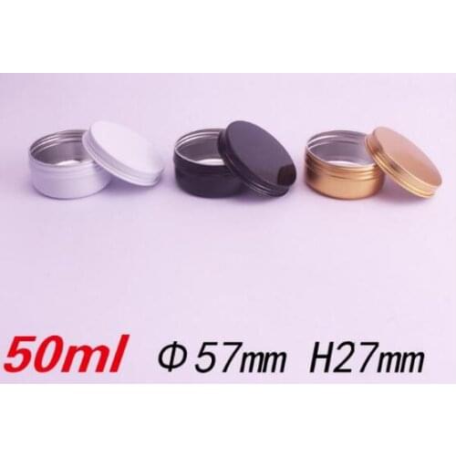50g 50ml Aluminum Jar Gold Black White Cosmetic Cream Packing Tin Metal Container Aromatherapy Wax Storage Pot Screw Lid