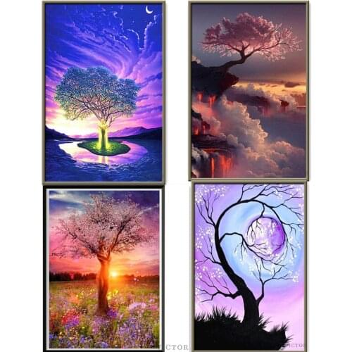 5D Diamond Painting Fantasy Trees Witch Diamond Mosaic Diy Full Round Diamond Embroidery Cross Stitch Rhinestone Home Decor Gift