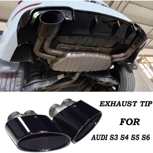 Car Accessories 1 Pair Exhaust Tip For Audi RS3 RS4 RS4 RS5 RS6 Double inner Exhaust Pipe Stainless Steel Car Muffler Tip