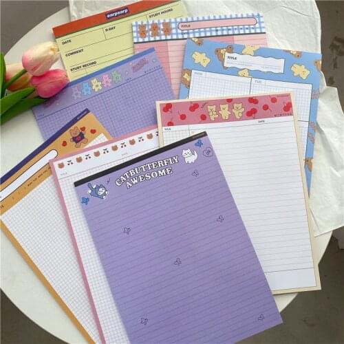 30 Sheets Cherry Cartoon Bear Notebook B5 Memo Pad Kawaii Student Learning Plan Word List To Do List Weekly Planner Stationery