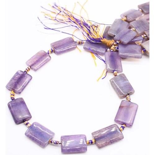 2 strands/lot 41mm Natural purple rectangular Agates smooth stone beads For DIY Necklace Bracelets Jewelry Making 15"