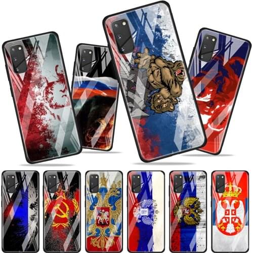 Tempered Glass Cover Russia Russian Flags Emblem For Samsung Galaxy S20 S10e S10 S9 S8 FE Plus Lite Ultra 5G Phone Case