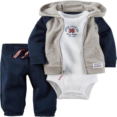 Infant Baby bebes Boy Girl clothes set,long sleeve hooded jackets bodysuit pants,3PCS toddler baby outfit,newborn clothes cotton