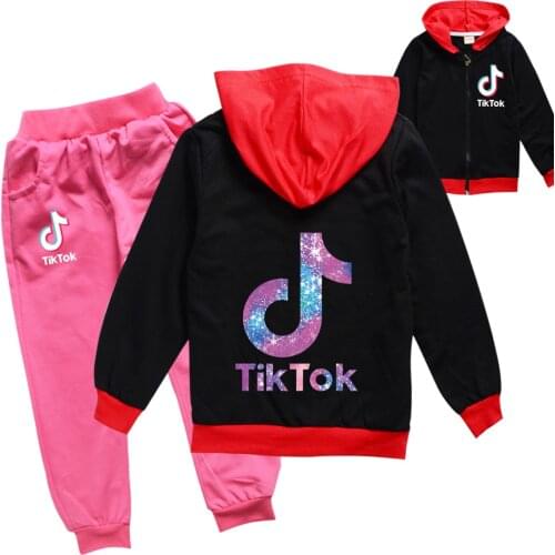 TIK TOK 2-13Y Kids Baby Tracksuit Clothes Anime Boy Girls Thin Jacket+Pants 2Pcs Set Children Sport Suits
