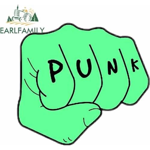 EARLFAMILY 13cm x 11.9cm For Green Fist Punk Motorcycle Car Stickers Car Door Protector Repair Decal DIY Occlusion Scratch