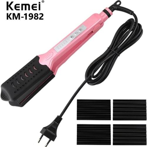 Kemei electric hair straightener curler KM-1982 professional 2 in 1 hair iron roller curling iron hair styling