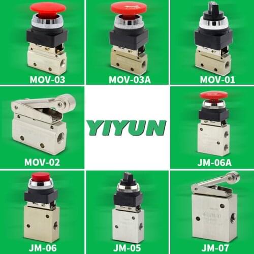 MOV-01 MOV-02 MOV-03 MOV-03A JM-05 JM-06 JM-06A JM-07 pneumatic button switch mechanical valve manual pneumatic control valve