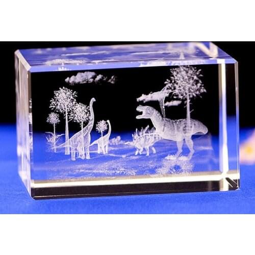 3D Crystal Laser Interior Carving Piece Jellyfish Dolphin Phoenix Dinosaur Pine Crane Aesthetic Home Decor Modern Paperweight