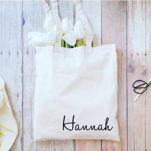 Custom Name Everyday Tote Bag Shopping Bag Gift Bag Personalised Bridesmaid Tote Bag Wedding Hen Bag Maid of Honour Bag