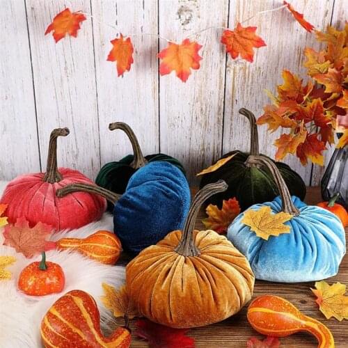 20cm Flocking Artificial Pumpkin Statue Fake Foam Pumpkin Ornaments For Fall Autumn Halloween Decoration Festival Party Supllier