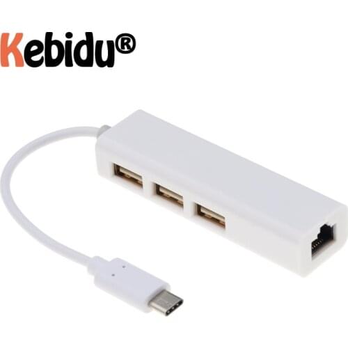 USB C To Ethernet Adapter With Type C USB 2.0 HUB 3 Ports RJ45 Network Card Lan Adapter Latest For Macbook USB-C Type