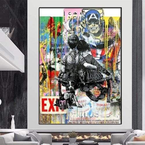 Lover Peace Children And superhero Posters And Prints Street Graffiti Wall Art Canvas Paintings Modern Pictures Home Decoration