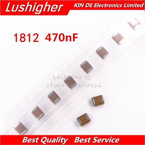 10pcs 1812 4532 470nf 474K 0.47uF 500V X7R 10% SMD MLCC Ceramic Capacitor