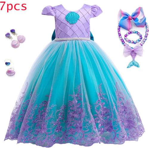 2021 Fashion Girls Princess Dress Halloween Party Cosplay Costume Set Flower Girl Wedding Dress Kids Birthday Gift Mermaid Dress