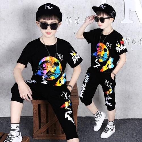 Kids Boys Clothes Teenage Boy Summer Clothing Sets Short Sleeves Tops Shirt+pant Suits Children Clothing outfit 10 12 Years