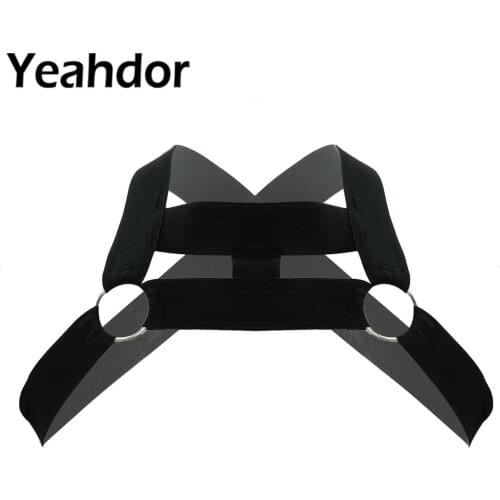 Mens Body Bondage Costume Chest Harness Lingerie Male Sexy Halter Neck Straps Nightclub Erotic Hollow Out Performance Costume