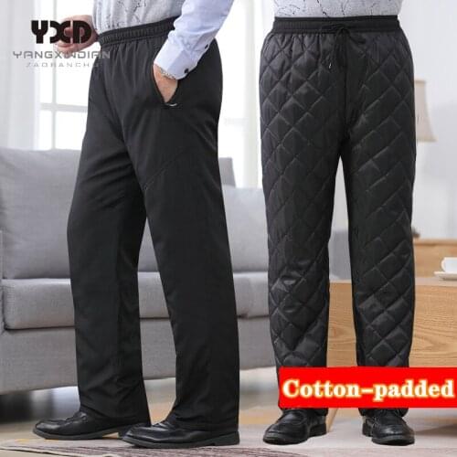 Men clothing mens Cotton padded trousers men winter wear out cold-proof warm pants dad costume high waist loose sports pants 5xl
