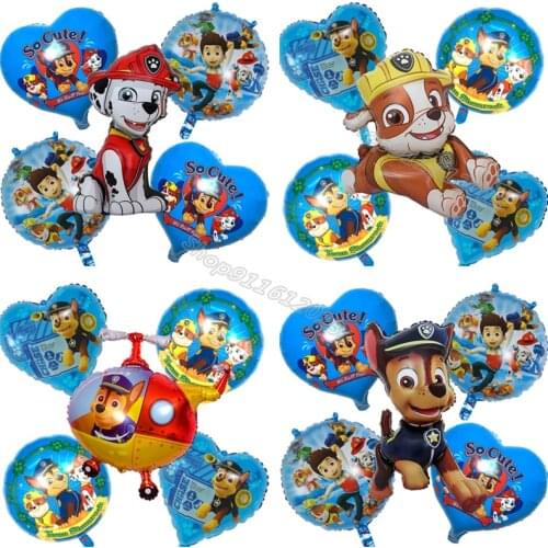 Paw Patrol Foil Balloons Set Cute Pet Dog Birthday Love Shape Balloon DIY Party Decoration Globos Baby Shower Supplies Kid Gift