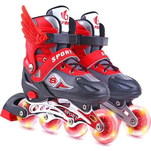 Beginner Inline Skates Adjustable Roller Skates Gift For Kids Adults Roller Skates Roller Sneakers Training Scrub Row 4 Wheel