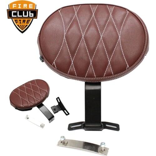 Brown Motorcycle Backrest Adjustable Plug-In Driver Rider Backrest Pad Leathe For Harley Heritage Softail Fatboy 2007-2