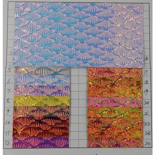 Popular PU laser decoration synthetic leather fabric colorful holographic fish scales leather material