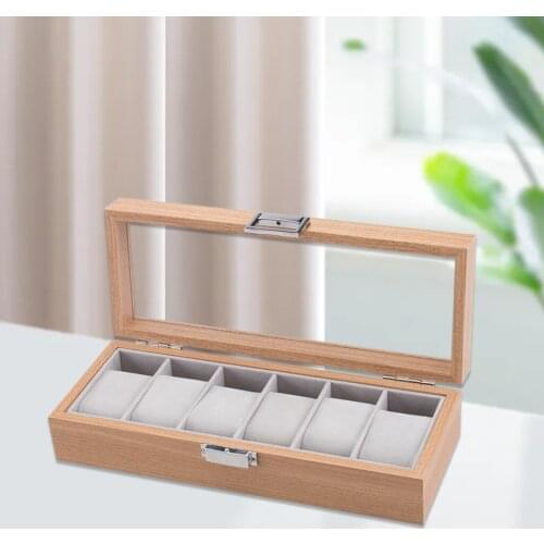 Portable 6 Slot Watch Display Case Box w/Clear Top Jewelry Storage Organizer