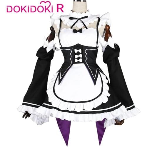 DokiDoki Anime Re Life in a different world from zero Rem Cosplay Costume Women Maid Uniform Re Zero Cosplay Rem