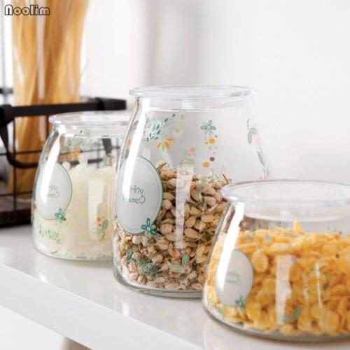 Transparent Sealed Spices Storage Box Tea Coffee Sugar Container Glass Food Jar Lids Storage Jar Can Bottle Kitchen Organizer