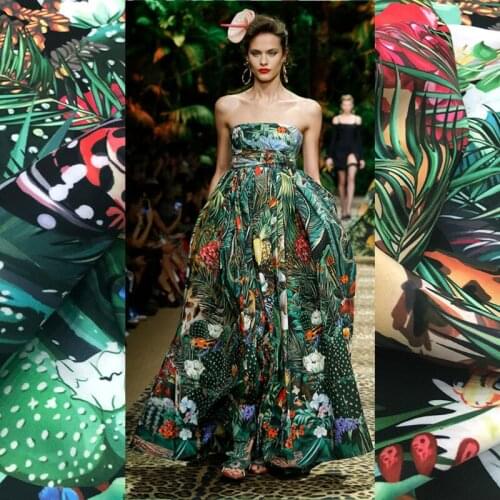 Jungle printed polyester fabric meter brand digital printing shirt dress fabric fashion handmade DIY fabric wholesale cloth