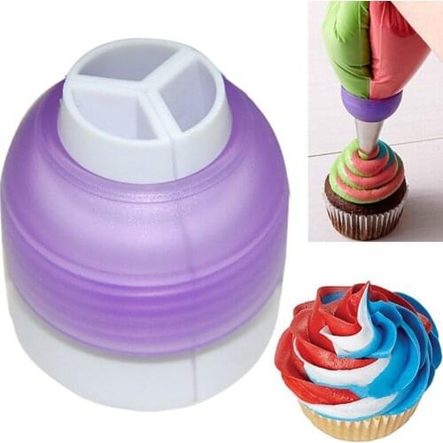 Baking Tri-Color Coupler Decorating Tool Cake Tools Cupcake Fondant Nozzles Adaptor Tip Converter
