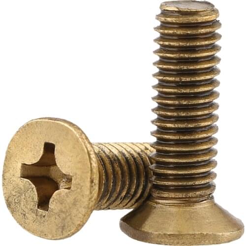 GB819 Brass Countersunk Head Screw Phillips Cross Recessed Flat Head Machine Screws Bolts M2 M2.5 M3 M4 M5 M6