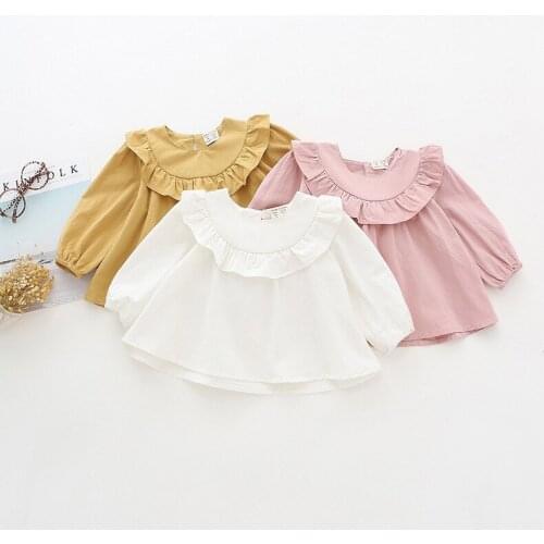 Oklady 2019 Brand New Baby Girl Trendy Blouses Long Sleeve Skirt Turn Down Collar Lovely Fashion Style 1-4 Years Old Solid Top