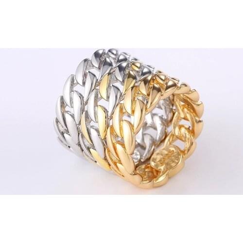 Hot Gold Silver color Chain Rings for Women Couples Vintage Handmade Twisted Hollow out Geometric Finger Jewelry Party Gift