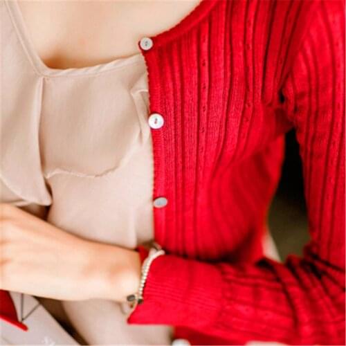 2020 summer& spring womens Korean autumn sweater sexy tight cardigan Women Slim waist round neck short paragraph cardigan coat