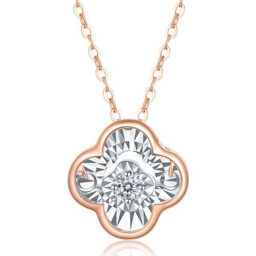 ZOCAI Women 18K Rose-Gold Diamond Necklace 0.036 CT Certified H / SI Round Cut Diamond Engagement Choker (Au750) C00168