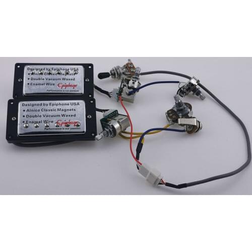 Alnico 5 Guitar Pickup 1 Set LP Standard Neck and Bridge Electric Guitar Humbucker Pickups with Pro Wiring Harness For EPI