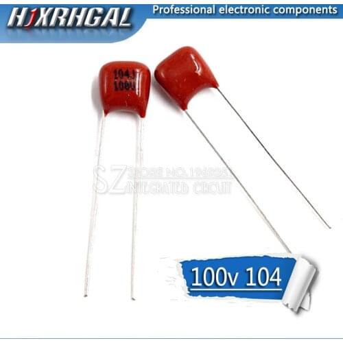 1PCS 100V104J Pitch 5mm 100NF 0.1UF 100V 104 CBB Polypropylene film capacitor hjxrhgal
