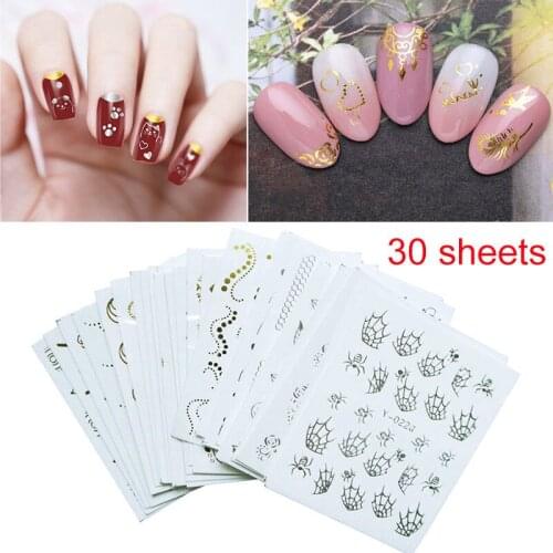 30 Sheets Water Decals Stickers Flower Nail Art Transfer Sticker Watermark Slider Gel Nail Nail Art Decoration Accessory