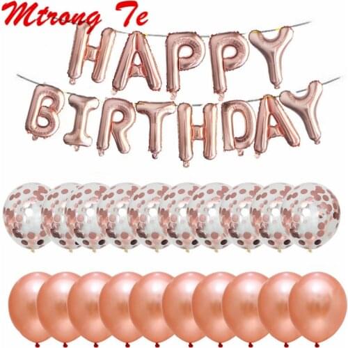 33pcs/set 16inch Happy Birthday Letter Alphabet Birthday Party Decoration 12" Transparent Confetti Inflatable Air Globos Ball