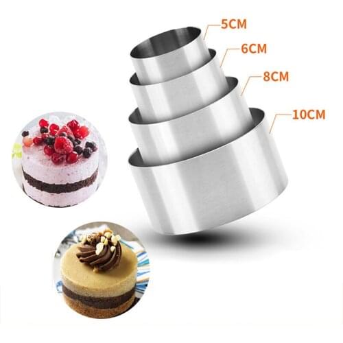 4pcs Round Stainless Steel Mousse Ring Cake Mold Dessert Biscuit DIY Baking Tool Kitchen Gadget Bakery Pastry Accessories