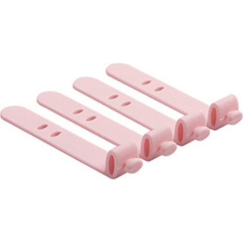 4Pcs Silicone Strap Earphone Storage Tape Power Line Data Cable Tie Outside Travel Cable Organizer Strap Office Zip Ties Pink