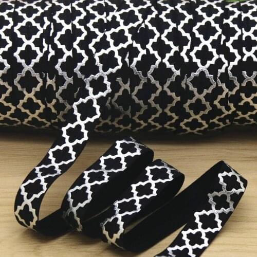 5/8'' Free shipping damask silver foil printed Fold Elastic FOE headband headwear hairband diy decoration wholesale OEM P5848