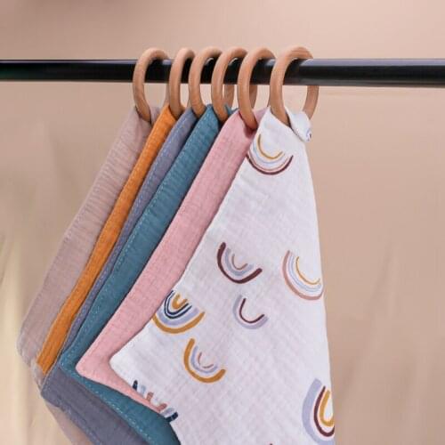 6pc 100% Cotton Baby Wooden Teether Muslin Bibs Pacifier Baby Bibs Baby Accessories Bandana Bib Drool Baby Newborn Gift