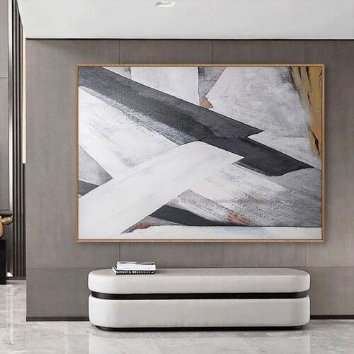 Abstract oil painting tableau black and white canvas painting custom on the wall handpainted bedroom cuadros decoracion salon