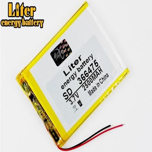 Tablet battery 366475 3.7V 2500mAh 356575 Lithium Polymer LiPo Rechargeable Battery For Mp3 Mp4 Mp5 DVD E-book bluetooth headset