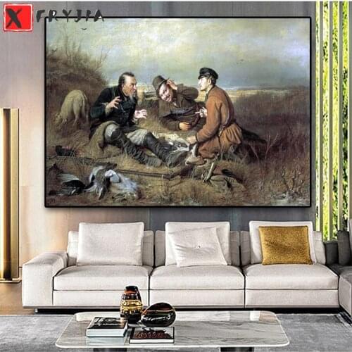 Full Square Diamond Painting Famous art, the hunter is resting Mosaic Needlework Picture Of Diamond Embroidery Sale Home Decor
