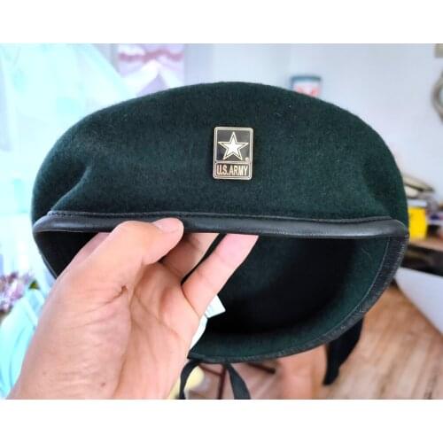 United States US Army Special Forces Group Wool Blackish Green Beret WITH US ARMY INSIGNIA Military Hat