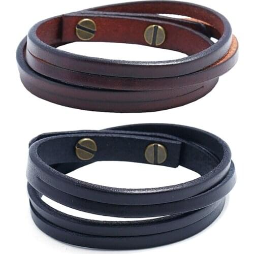 Men Bracelet Simple Style Cuff Wrap Bracelet Punk Multilayered Cuff Wristband Cuff Wrap Bangle For Men