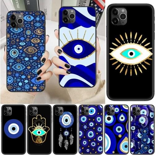 Evil eye Phone Case Cover Hull For iphone 5 5s se 2 6 6s 7 8 12 mini plus X XS XR 11 PRO MAX black painting back art cover