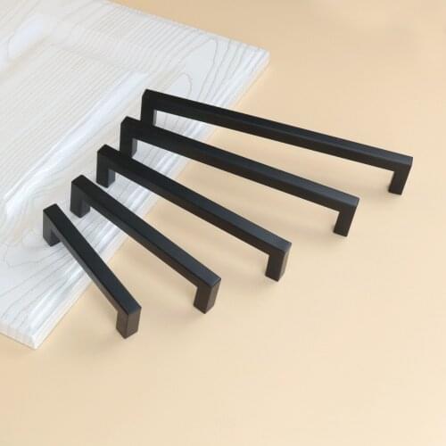 Black Square Handle Stainless Steel Handle Furniture Small Handle Fashion Drawer Handle Wooden Door Handle Manufacturer